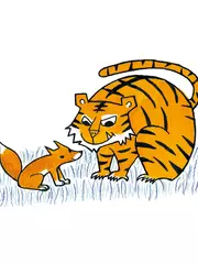 トラとキツネのかけくらべ